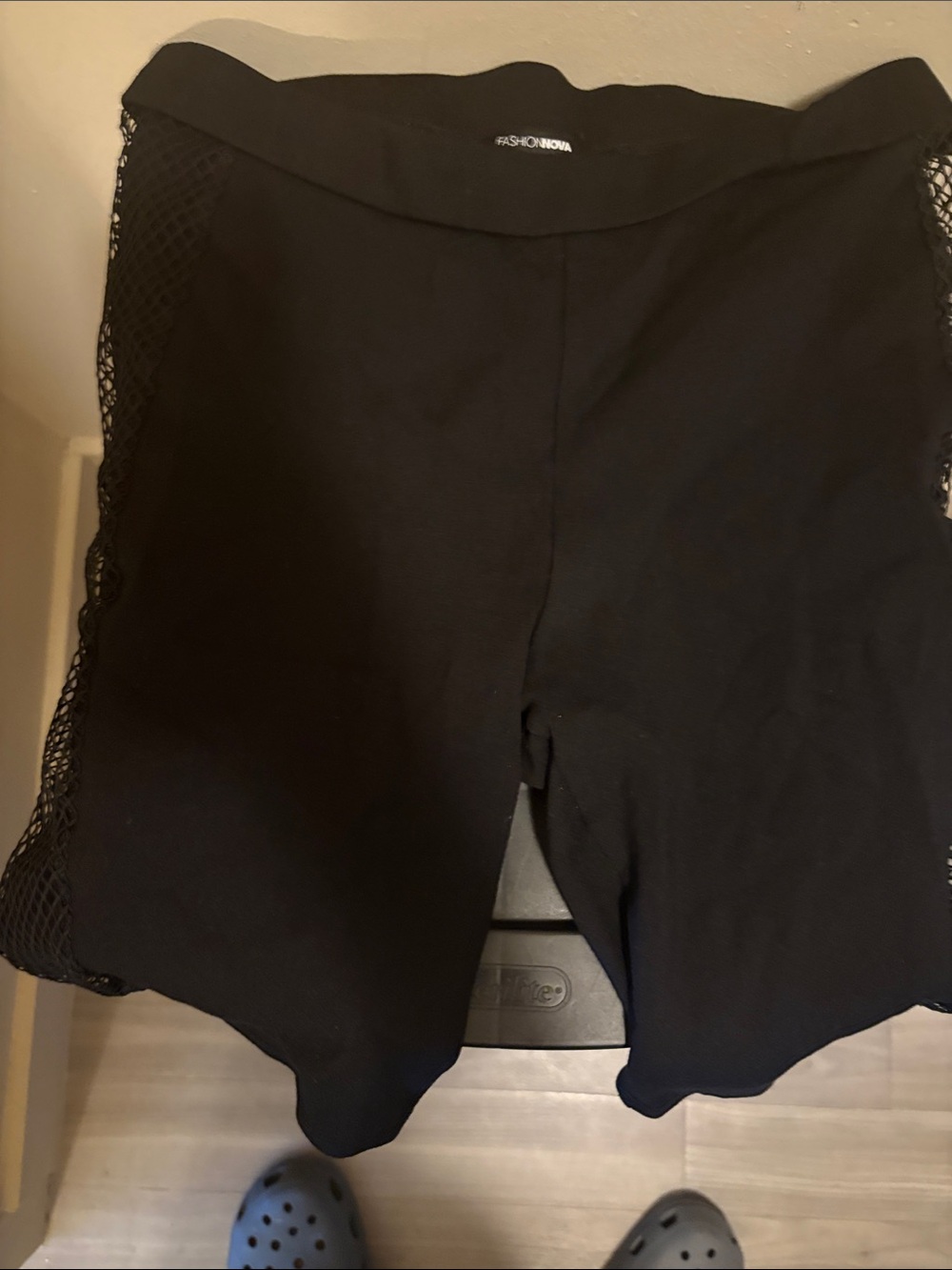 Fashion Nova Black Mesh-Panel Shorts